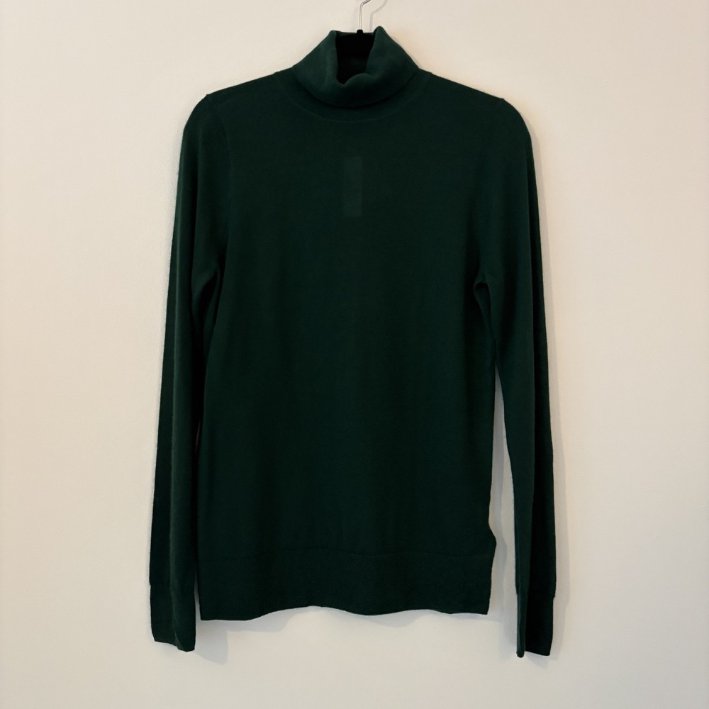 NWT J Crew Collection 100% Italian Cashmere Turtleneck Sweater Size M Dark Green